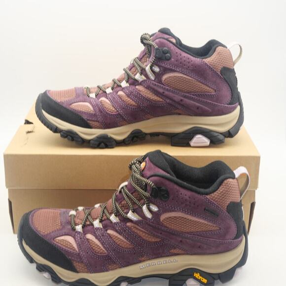 NEW Merrell Moab 3 Mid WP Hiking Boots Women's 10 Burgundy Burlwood Purple - Picture 3 of 9